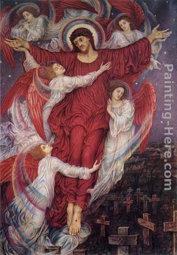 The Red Cross painting - Evelyn de Morgan The Red Cross art painting
